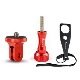 JINGCHEN Aluminum 1/4 Conversion Adapter 1/4 Screw Tripod Screw Mount Gopro Adapter Camera Mount for Insta360 X4/X3/X2/X/RS/R Gopro Sony Sjcam and More Action Camera Accessories (Red)