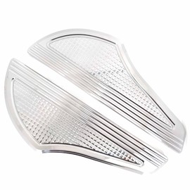 Cyreedom 1 Pair CNC Big Size Premium Billet Aluminum Harley Front Rider Floorboards Front Footboard for Harley Touring Road Glide Sposter Softail Heritage 1986-Up (Chrome)