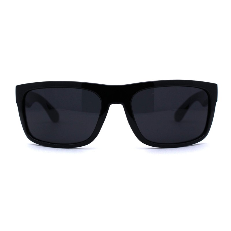 Locs Classic Manly All Black Gangster Sport Rectangular Sunglasses Gloss