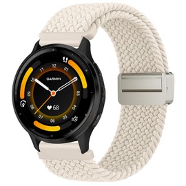 Magnetic Braided Band Compatible With Garmin Venu 3 Watch Band/ Garmin Vivoactive 4 / Garmin Venu 2 Watch Band Women Men, 22mm Soft Stretchy Replacement Strap for Forerunner 255/255 Music Watch (Starlight)