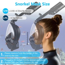 AOOSA Snorkel Mask Full Face, 180° Panoramic View Snorkeling Mask Adult with Detachable Camera Mount, Anti-fog & Anti-leak Snorkel Mask, Free Breathe Dry Top Foldable Snorkel Set for Adults Youth