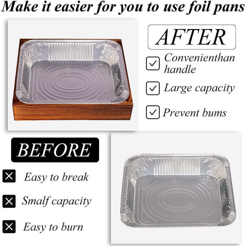 2PCS Wooden Foil Pan Holder for 9x13 Disposable Aluminum Baking