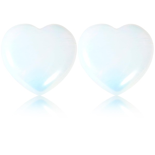 Soulnioi Healing Crystal Opal Crystal Heart Stone Mini Love Pocket Stone Tumbled Worry Stone for Reiki Meditation Therapy Stress Relief Home Decor - 2 Pieces 20 mm