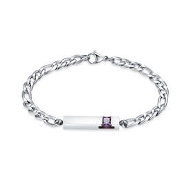 Ydmwannx Long Strip Cremation Urn Bracelet for Ashes Birthstone Cremation Jewelry Stainless Steel Adjustable Keepsake Memorial for Bracelet for Women Men (purple)