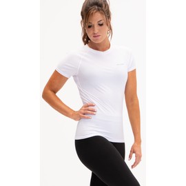 DEVOPS Women's Compression Workout Athletic Shirt (Large, White/White)