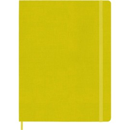 Moleskine Classic Ruled Plain Paper Notebook, Silk Hard Cover and Elastic Closure Journal, XL Size, Colour Hay Yellow