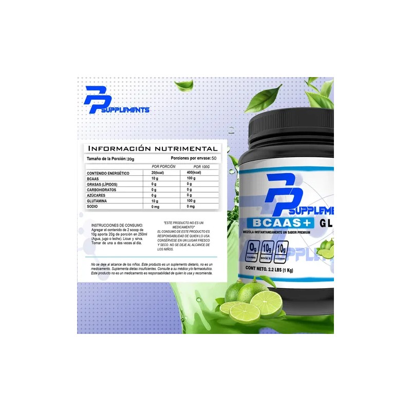 Pulse Aminoacidos Bccas Glutamina 1 Kg 50 Servicios Varios