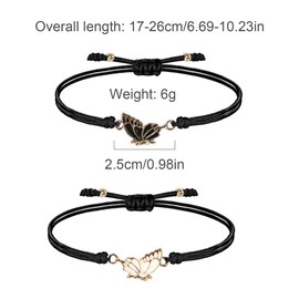 Vzfit Pack of 2 Friendship Bracelets with Butterfly Bracelets, Best Friend Gifts for Women, Long Distance Promise Matching Bracelets for Women, Men, Friends (Black and White), Zinc Stainless Steel