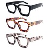 REAVEE 3 Pack Thick Frame Reading Glasses for Women Men,