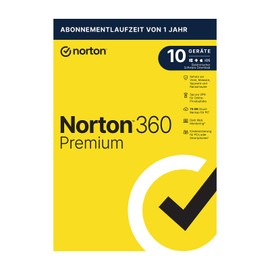 Norton 360 Premium inklusive Utilities Ultimate 2025, 10 Geräte, 1-Jahres-Abonnement, PC/Mac/Android/iOS, Aktivierungscode in Originalverpackung