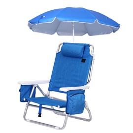 CDEN Backpack Beach Chair, Sand Chair, Beach Chairs for Adults, 7-Position Reclining, with Cooler and Umbrella, Cup Holder Outdoor, Camping, BBQ, Travel, Picnic (1 Pack)