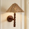 Boho Hand-Woven Rattan Wall Sconce, 11 Inch Rustic Wall Sconce