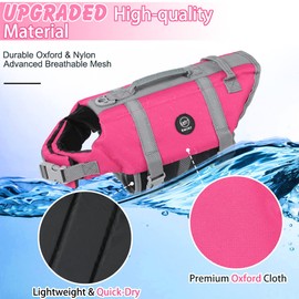 EMUST Dog Life Preserver, Dog Flotation Vest for Swimming, Beach Boating with High Buoyancy, Dogs Flotation Vest for Small/Medium/Large Dogs, M, NewSolidpink