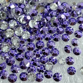MajorCrafts 2000pcs 4mm ss16 Metallic Flat Back Round 14 Facets Resin Rhinestones Arts and Crafts Embellishment Gems (Violet Purple M09)