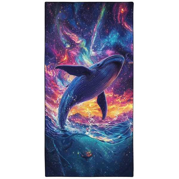 YISUMEI Microfibre Beach Towel Printed with Galaxy and Whale, Soft,