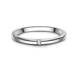 GLANZSTÜCKE MÜNCHEN Women's Ring 925 Sterling Silver with Zirconia Stacking Ring Silver Ring Band Ring, 58, Silver, No Gemstone