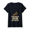 Womens French Bob Haircut Style Aesthetic Hairdresser V-Neck T-Shirt