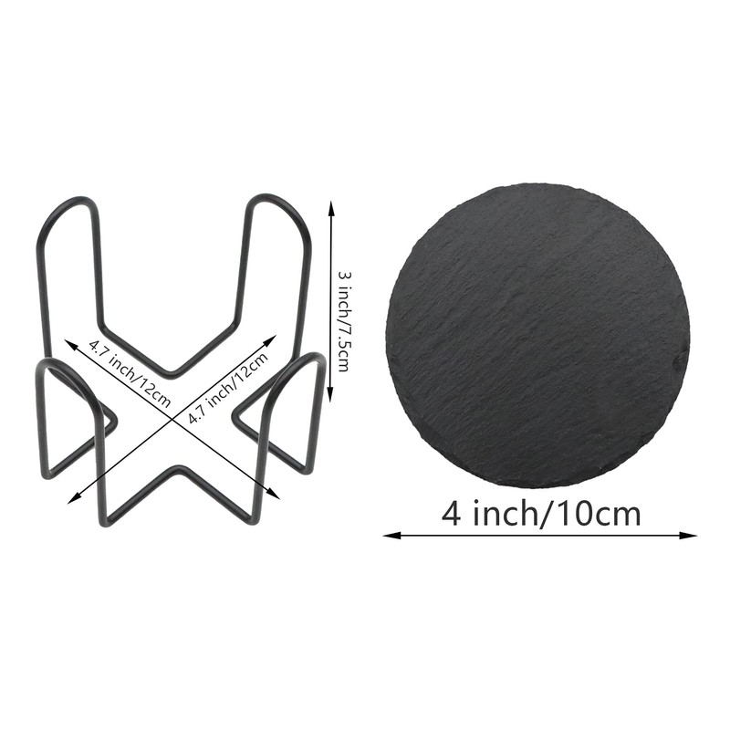 6 Pack Square Slate Drink Coasters, VIBRATITE 4 Inch Black