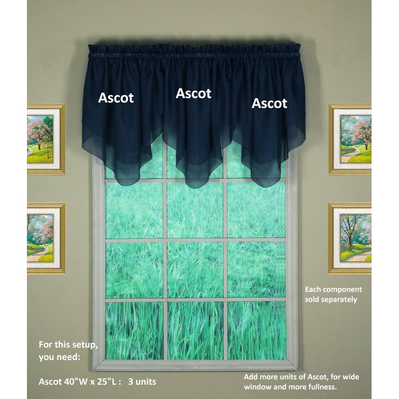 Today's Curtain Emelia Original Voile Ascot 25", Navy, 40" W
