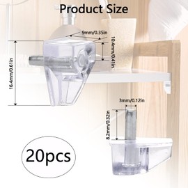 Pack of 20 Shelf Holder Shelf Support 3 mm Plastic Transparent Shelf Support Peg Cabinet Shelf Pins Holder Replacement Peg