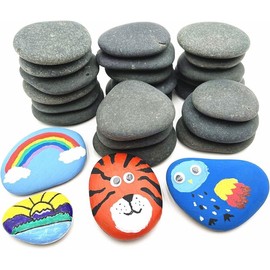 120 count Painting Rocks, DIY Rocks Flat & Smooth Kindness Rocks for Arts, Crafts, Decoration, Medium/Small/Tiny Rocks for Painting,Hand Picked for Painting Rocks... - Color: 24PCS