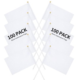100 Pack Sublimation Flags Blank, White Flag Blank Flag Small Flags on Sticks, Blank Flags to Decorate Make Your Own Flag, Sublimation Garden Flag Blank for DIY (White)
