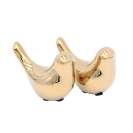 Tiardey 2 PCS Decorative Birds Art Metal Figurines - Abstract Animals Crafts Statues Modern Ornaments for Office Home Decor(Golden)