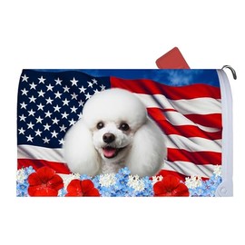 Best of Breed Poodle White Patriotic Dog Breed Mail Box Cover