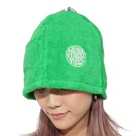 SAUNA VIBES Sauna Hat, Available in 11 Colors, Popular with Women, Prevents Heat Dizziness, Prevents Hair Damage, Imabari Towel, With Key Pocket, Men's, Women's (Green)
