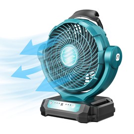 WaxPar 18V Cordless Fan Compatible with Makita 18V Battery, 3 Speed Brushless 18volt Oscillating Fan Low Noise for Industrial, Commercial,Outdoor (USB & DC PORT ADAPTER OFFERED)