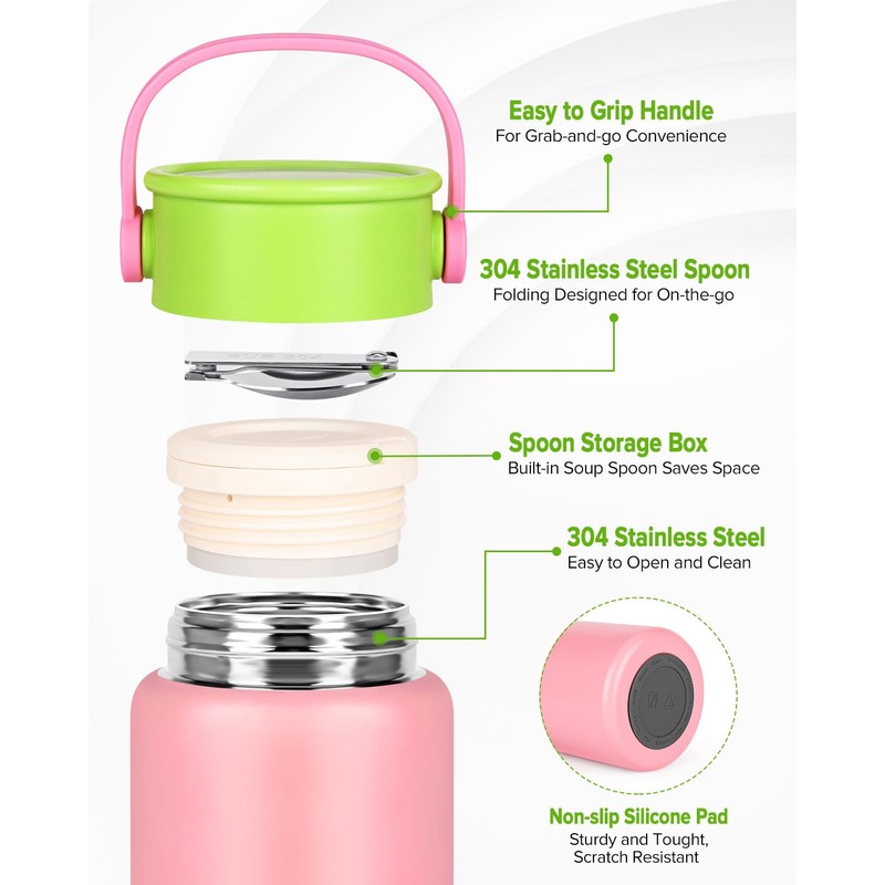Soup Thermo for Hot Food, 17OZ Insulated Food Jar Width