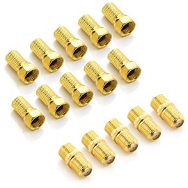 deleyCON F-Connector Set with 5 x Connectors and 10 x F-Connector 7 mm Rubber Seal Wide Nut Coaxial Cable Antenna Cable for Satellite Cable BK Systems