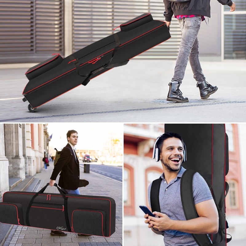 SNIGJAT 88 Key Keyboard Case with Wheels (Interior: 57.2"x18.2"x6.8"), Padded