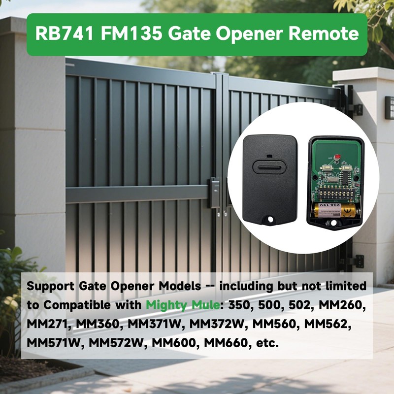 QSDIYRF 3 for Mighty Mule Gate Opener Remote,FM135 RB741 Gate
