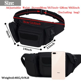 Tactical Fanny Packs, Military Waist Bag Utility Hip Belt Bags for Hiking Climbing Fishing Cycling Hunting with U.S Patch (Tan+Black)
