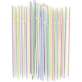 Drinking Straws, 100PCS Disposable Flexible Plastic Straws (Assorted Colors)
