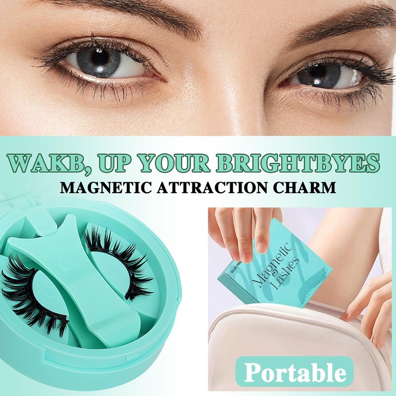 Fox-Eye Magnetic Eyelashes with Applicator - Reusable Natural Lashes, No