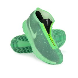 Zbyoujer Waterproof Rain Shoe Covers, Silicone Overshoes with Zipper Non-slip Galoshes for Men and Women (S (Kids 3-5 year), Green) (S (Kids 3-5 year), Green)