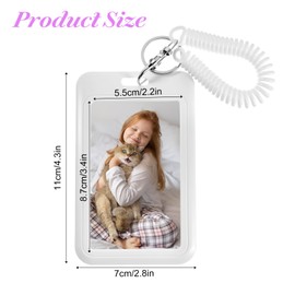 LIQWEI 4 Pcs Photocard Holder, Transparent Photo Card Holder Keychain, ID Badge Holders, Bus Credit ID Bank Cards Holders Student Cards Photo Protector (Straight Edge White)