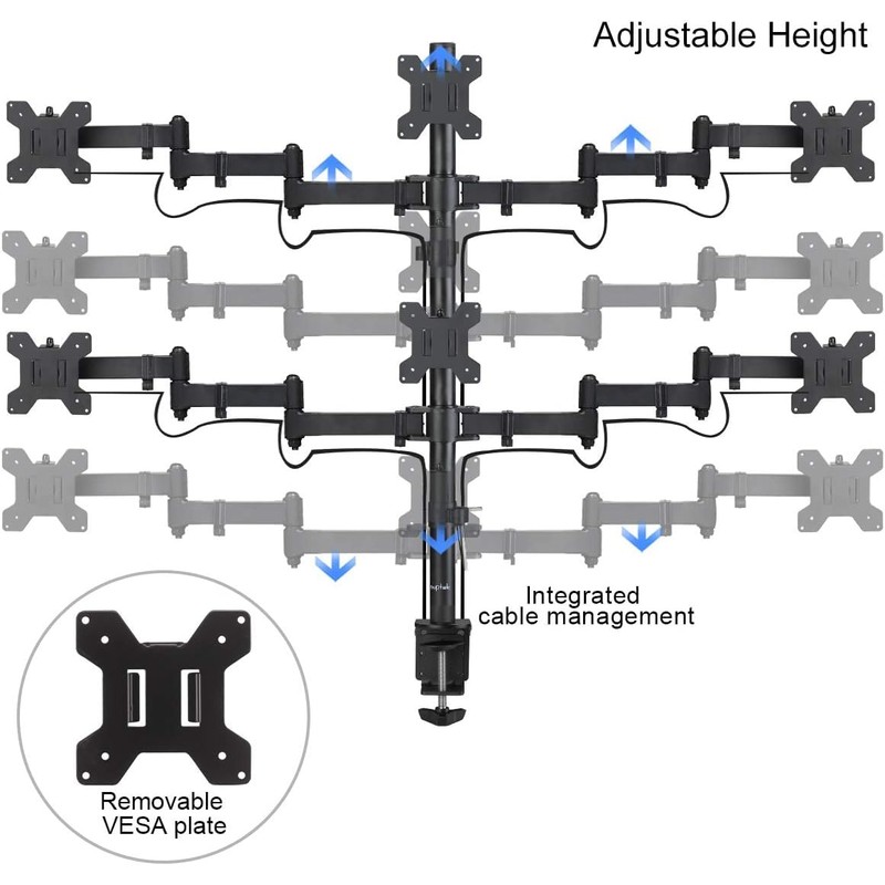 Suptek Hex LED LCD Monitor Stand up Desk Mount Extra