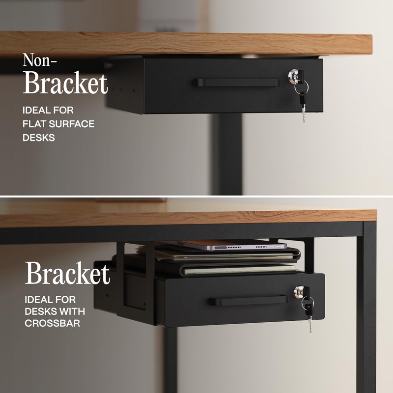 Under Desk Drawer Slide-Out – Lockable Metal Storage Drawer with