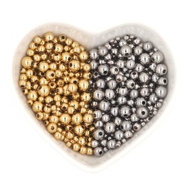 500pcs 18K Gold Filled Spacer Beads That Do Not Fade Easily Smooth Round Beads Seamless Ball Beads Brass Loose Beads Metal Beads for DIY Necklace Bracelet Jewelry Making (Gold-2.5mm)