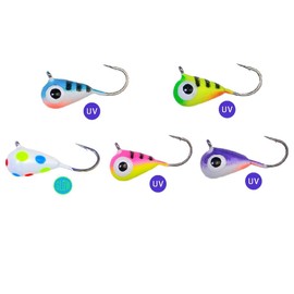 Tungsten 4 Anglers 97% Pure Tungsten Ice Fishing Jigs 5mm 1/16oz #12| Tear Drop Fishing Lures for Winter Ice Jigging, 5-Pack (Assorted)