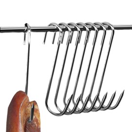 Meat Hooks Pack of 30 S Hooks Stainless Steel Hooks for Hanging Max Load 20 kg Stainless Steel Butcher Hooks for Bathroom, Office, Living Room, Garden, Dining Room, Meat Smoking Meat Processing