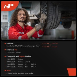 A-Premium 11.09 in (281.8 mm) Rear Brake Drums Set Compatible with Select Toyota Models - Camry 2002-2006, Solara 2002-2003, 2 Pcs