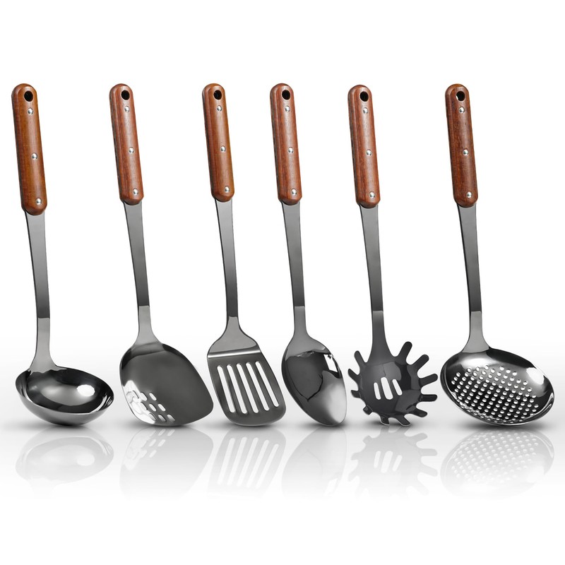 Stainless Steel Mirror Polished Kitchen Utensils Set - 6pcs Cooking
