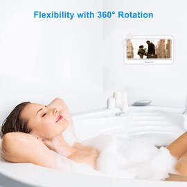 Soporte para Teléfono de Ducha ,Soporte Impermeable para Teléfono para Baño,Rotación de 360 º,Antivaho,Alta Sensibilidad,Estante de Visualización Táctil,para Espejo/Montaje de Pared. (blanco)