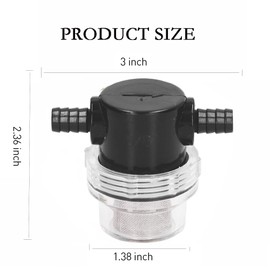 3/8 Inch Water Pump Strainer Hose Barb In-Line Strainer Twist-On Sprayer Filter 50 Mesh Stainless Steel Filter Screen for Water Pump 12V DC 80 PSI RV Camper Marine Boat Lawn