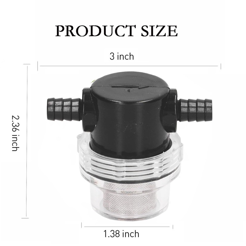 3/8 Inch Water Pump Strainer Hose Barb In-Line Strainer Twist-On