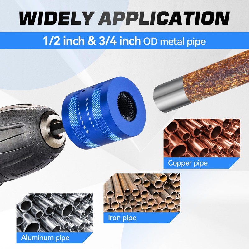 1/2" & 3/4" Metal Copper Pipe Cleaner for Drill with
